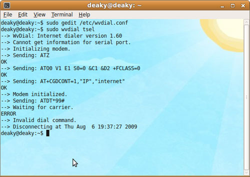 Invalid Dial Command, Sierra 881U on Ubuntu